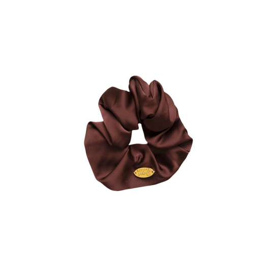 Satin soft scrunchie in chocolate